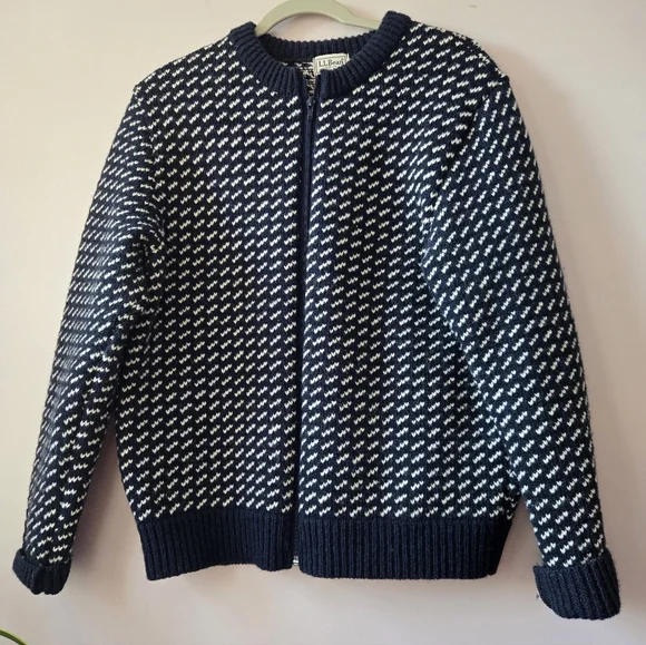 L.L. Bean Heritage Birdseye Wool Cardigan - Made in Norway - Picture 3 of 10